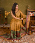 Honey-Brown Digital Printed Pure Tussar Silk Saree 