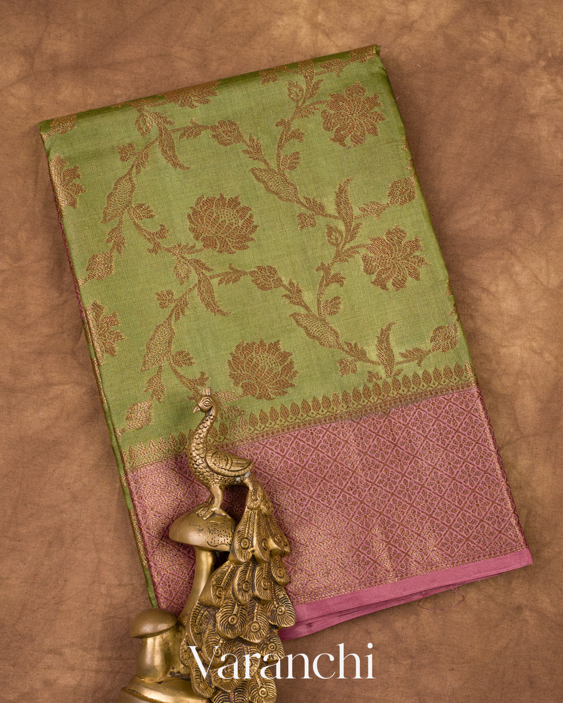 Pista Green Pure Tussar Silk Saree