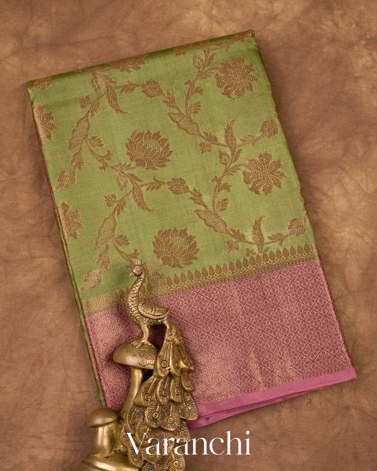 Pista Green Pure Tussar Silk Saree