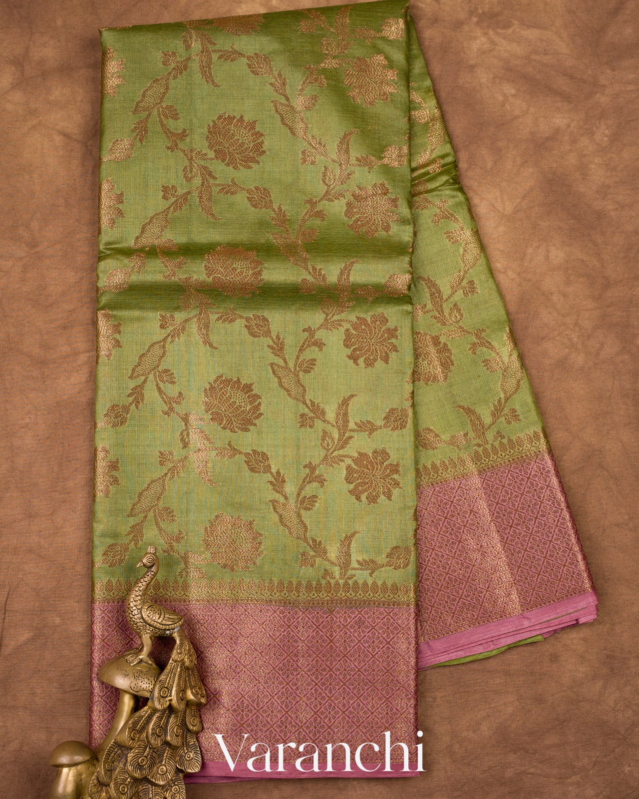 Pista Green Pure Tussar Silk Saree