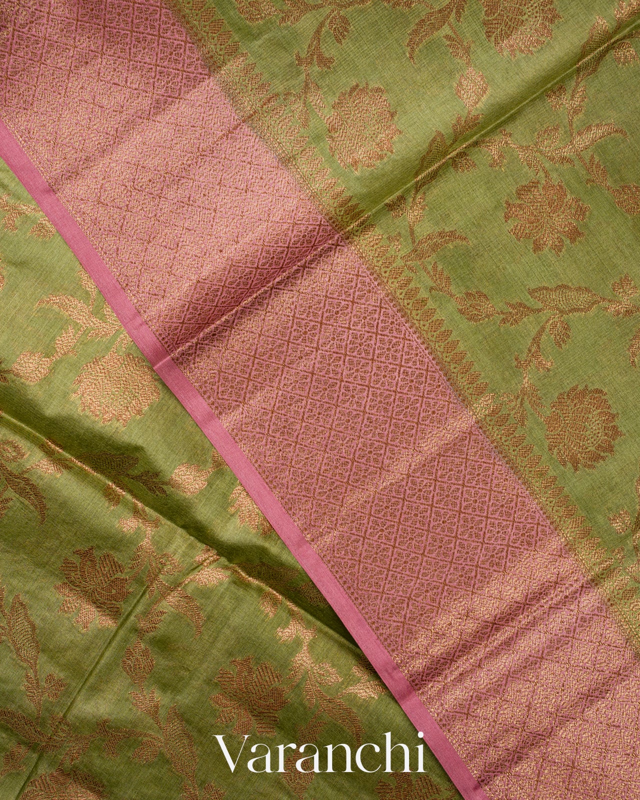 Pista Green Pure Tussar Silk Saree
