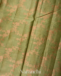 Olive Green Floral Jaal Pure Tussar Silk Saree