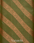 Olive Green Lehariya Pure Tussar Silk Saree
