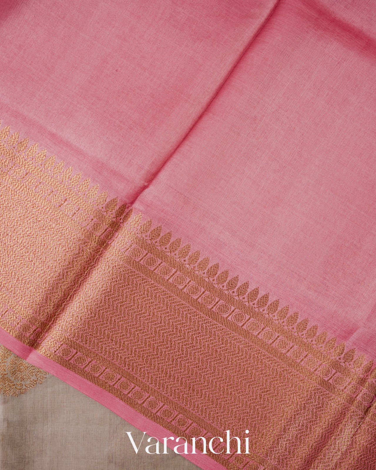 Light Beige Pure Tussar Silk Saree 