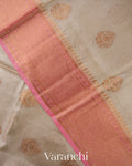 Light Beige Pure Tussar Silk Saree 