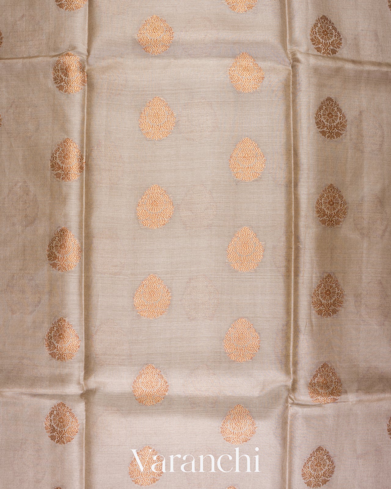 Light Beige Pure Tussar Silk Saree 