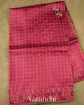 Maroon Embroidered Pure Tussar Silk Saree 