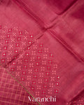 Maroon Embroidered Pure Tussar Silk Saree 