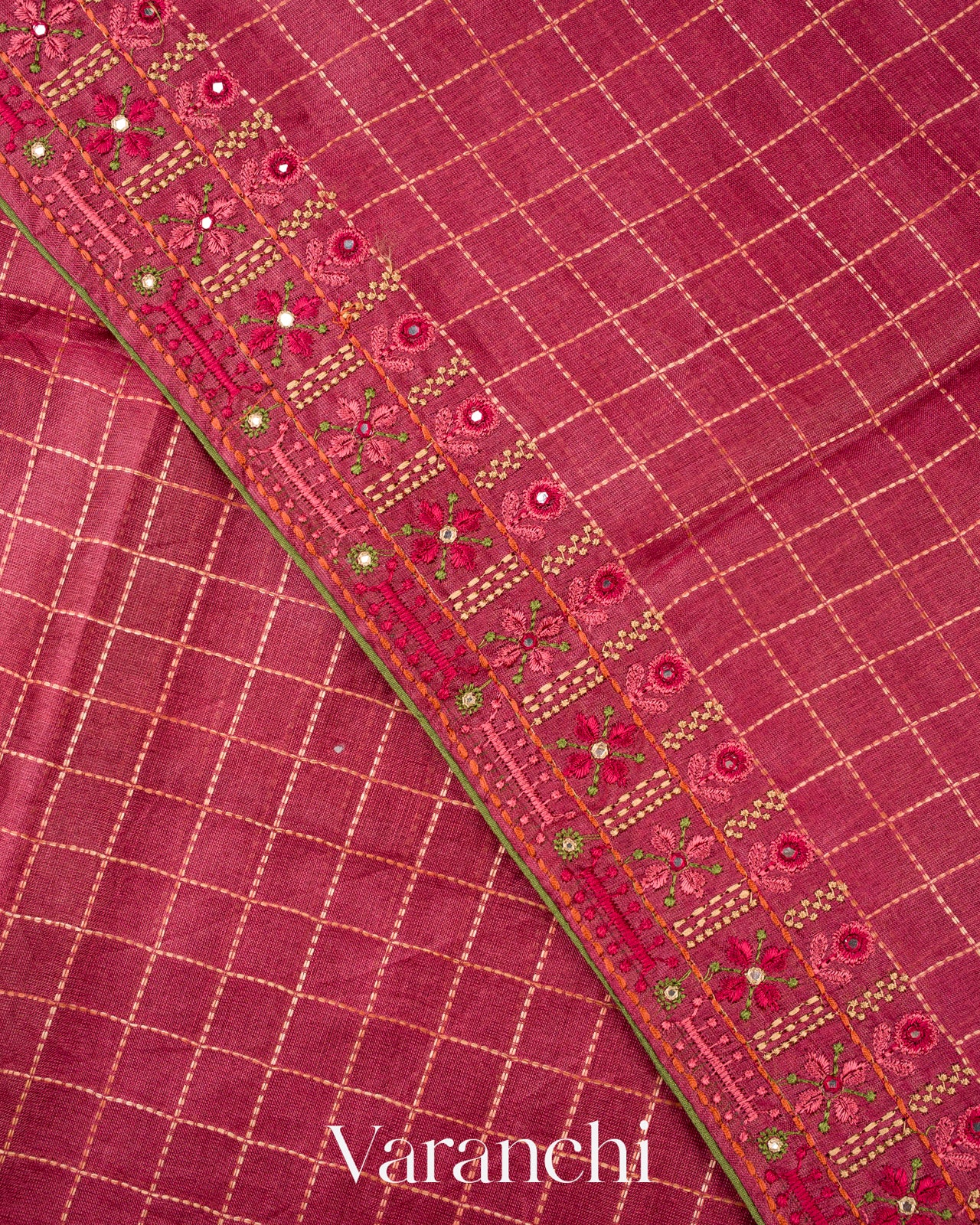 Maroon Embroidered Pure Tussar Silk Saree 