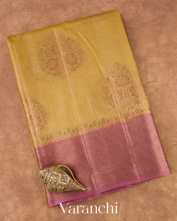 Mustard Yellow Pure Tussar Silk Saree
