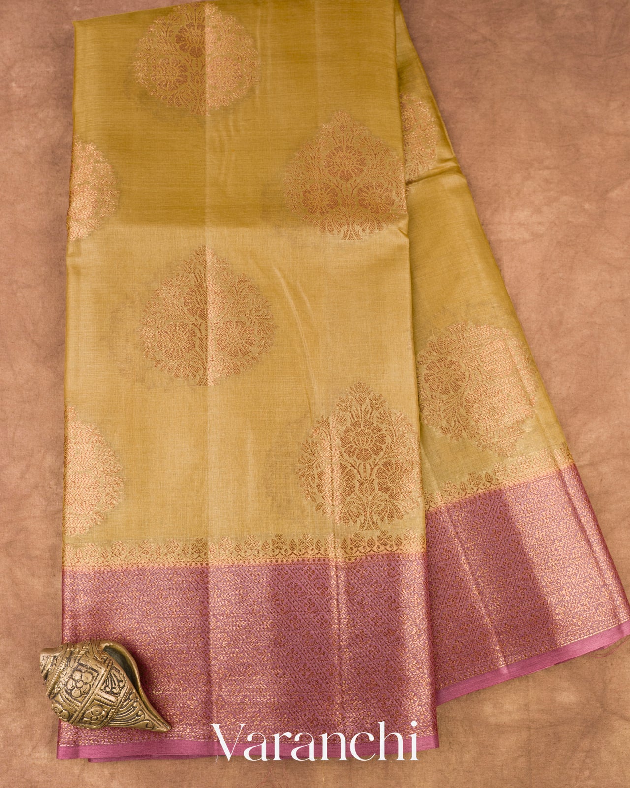 Mustard Yellow Pure Tussar Silk Saree