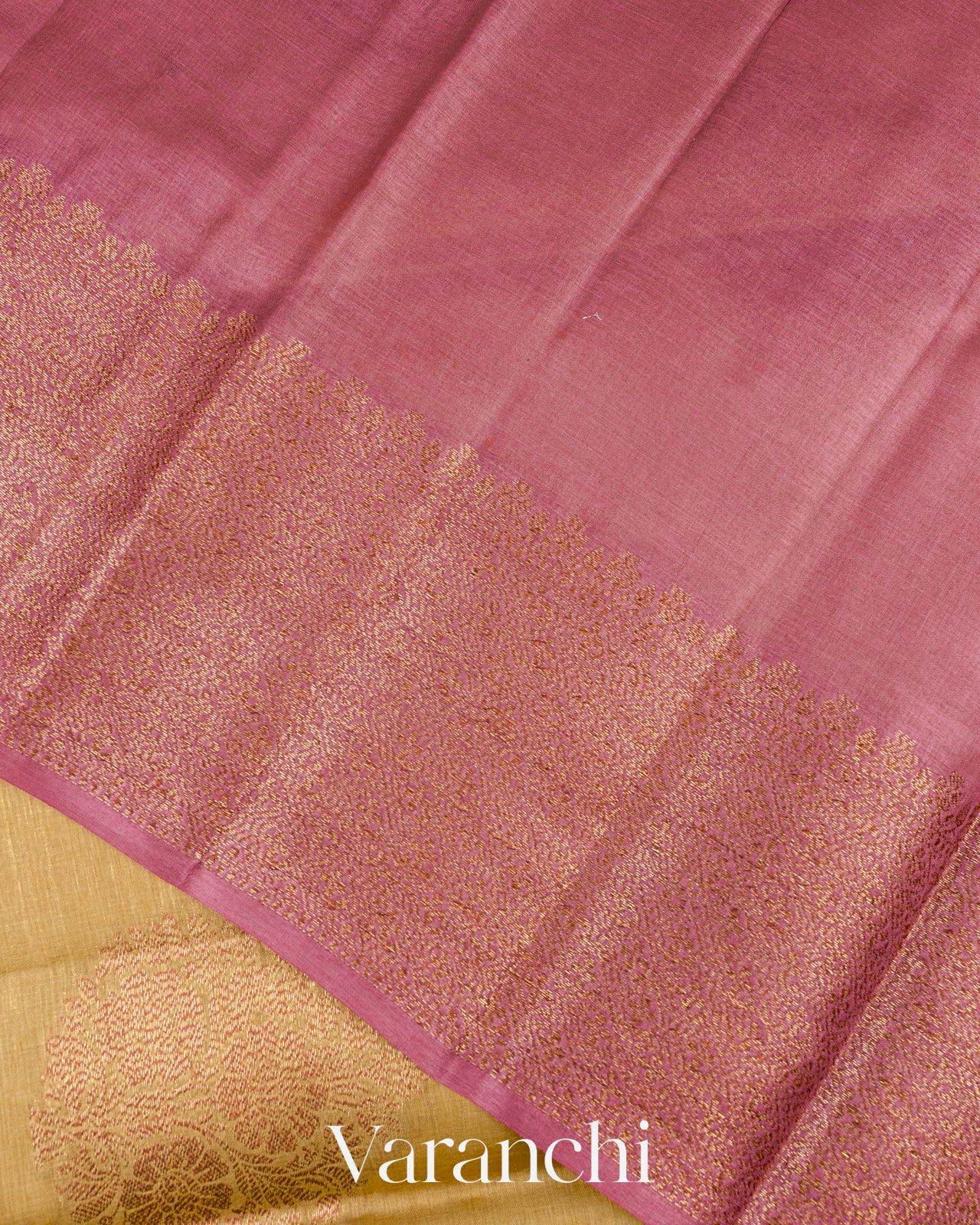 Mustard Yellow Pure Tussar Silk Saree