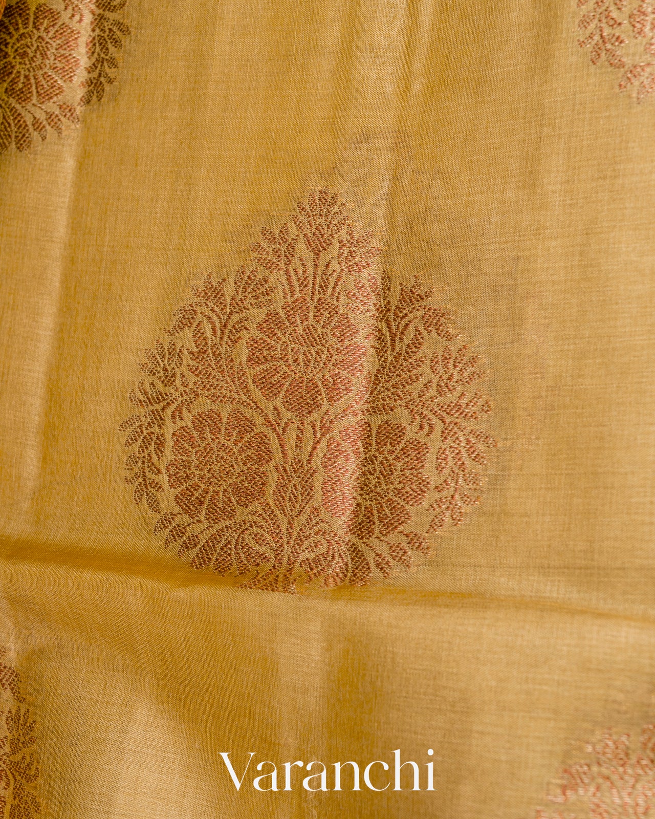 Mustard Yellow Pure Tussar Silk Saree