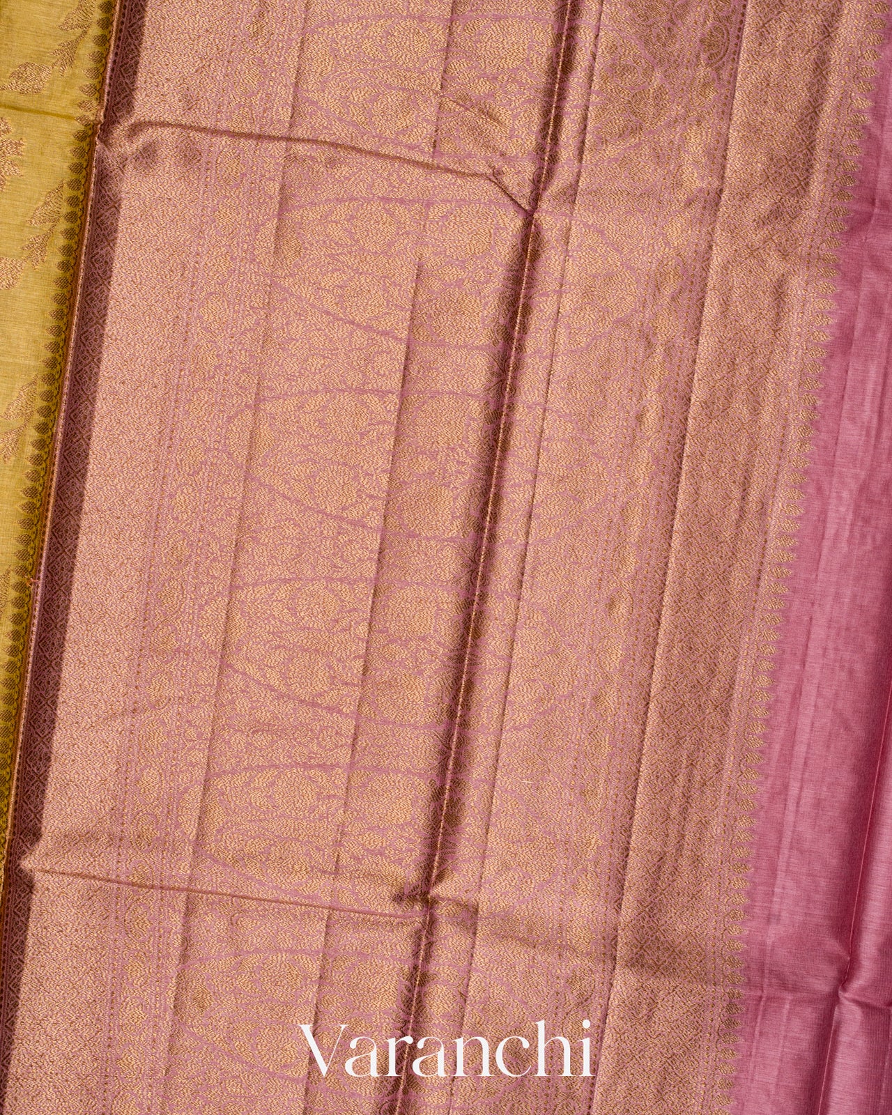 Mustard Yellow Pure Tussar Silk Saree
