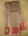 Muted Olive Grey Pure Tussar Silk Saree