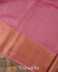 Muted Olive Grey Pure Tussar Silk Saree