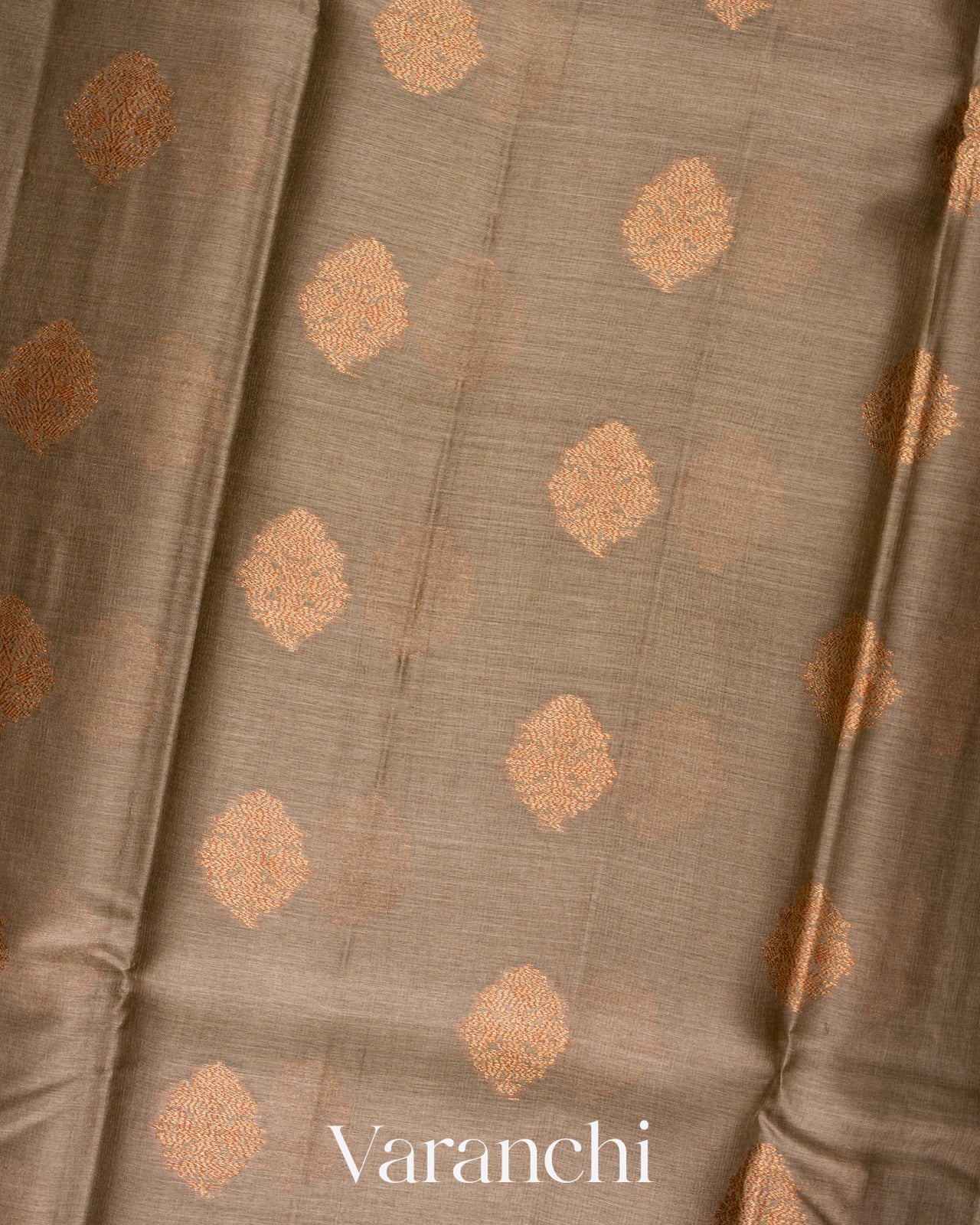 Muted Olive Grey Pure Tussar Silk Saree