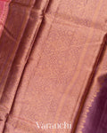 Coral Pink Pure Tussar Silk Saree