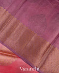 Coral Pink Pure Tussar Silk Saree