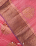 Coral Pink Pure Tussar Silk Saree