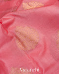 Coral Pink Pure Tussar Silk Saree