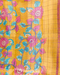 Deep Magenta Checks Pure Tussar Silk Saree