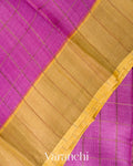 Deep Magenta Checks Pure Tussar Silk Saree