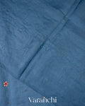 Denim Blue Embroidered Pure Tussar Silk Saree