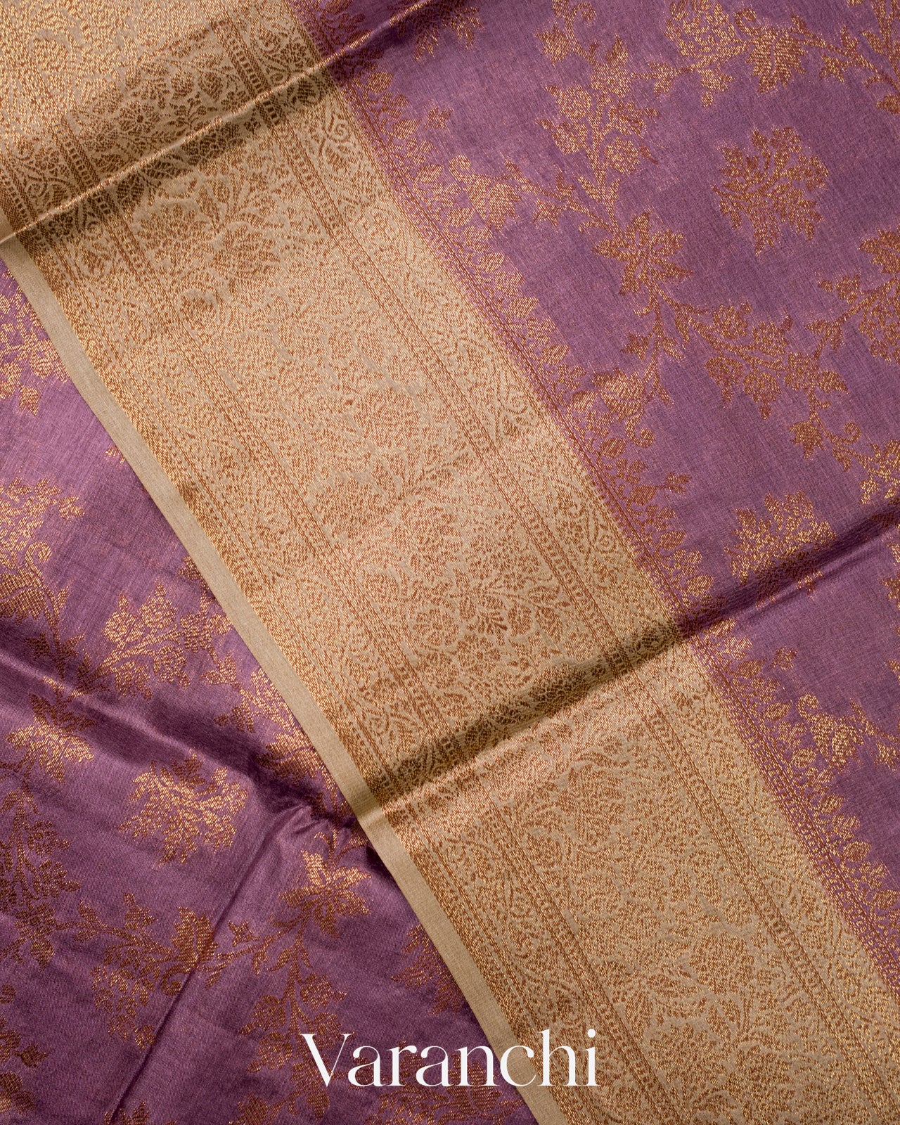 Purple Pure Tussar Silk Saree