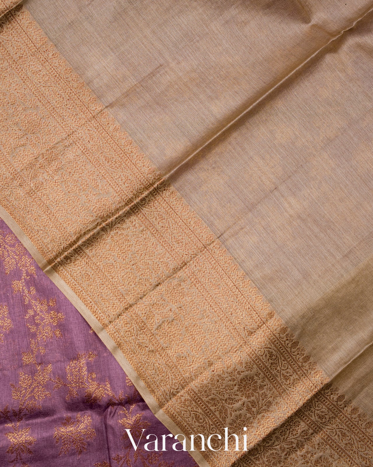 Purple Pure Tussar Silk Saree