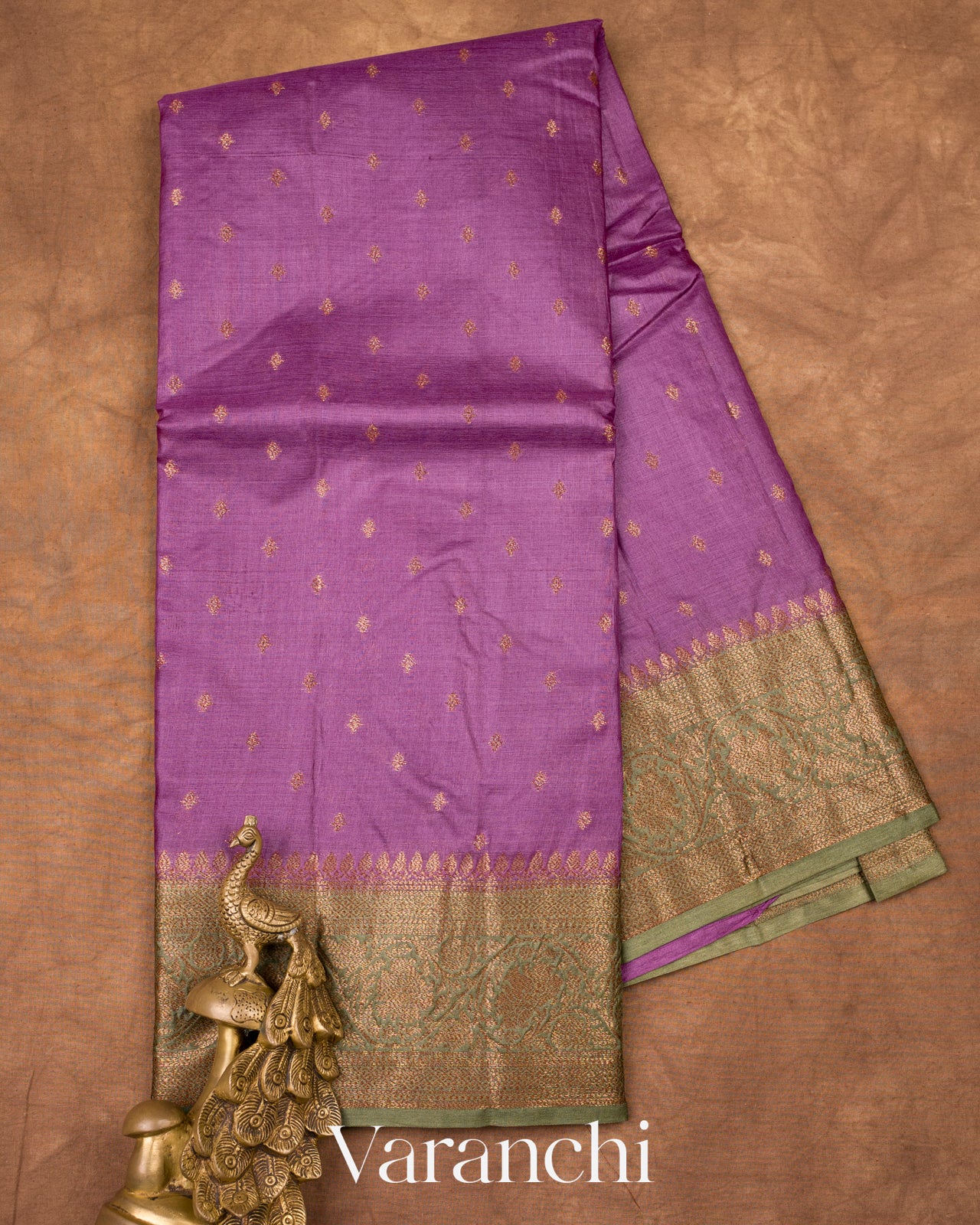 Purple Pure Tussar Silk Saree