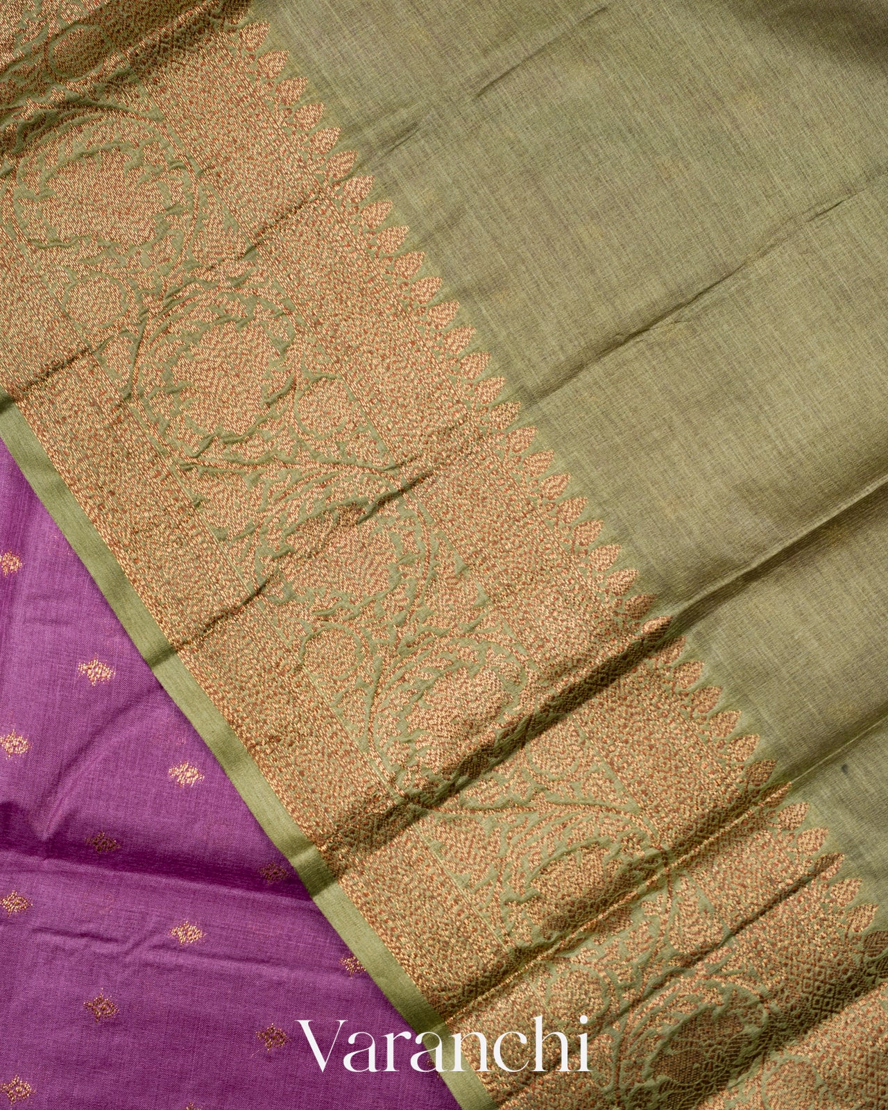 Purple Pure Tussar Silk Saree