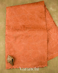Rusted Orange Floral Applique Pure Kora Silk Saree