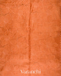 Rusted Orange Floral Applique Pure Kora Silk Saree
