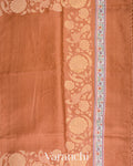 Muted Rust Orange Tissue Applique and Embroidery Pure Tussar Silk Saree