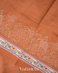 Muted Rust Orange Tissue Applique and Embroidery Pure Tussar Silk Saree