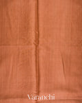 Muted Rust Orange Tissue Applique and Embroidery Pure Tussar Silk Saree