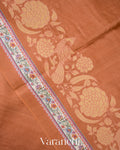 Muted Rust Orange Tissue Applique and Embroidery Pure Tussar Silk Saree