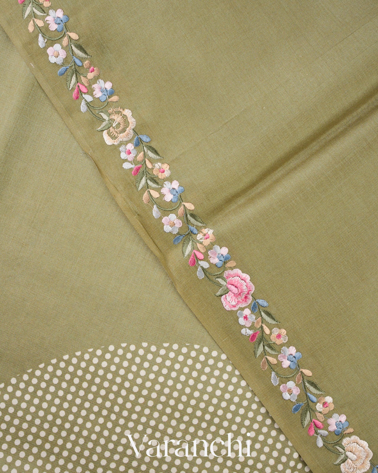 Sage Green  Embroidered Pure Tussar Silk Saree