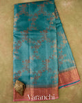 Teal Blue Pure Tussar Silk Saree 