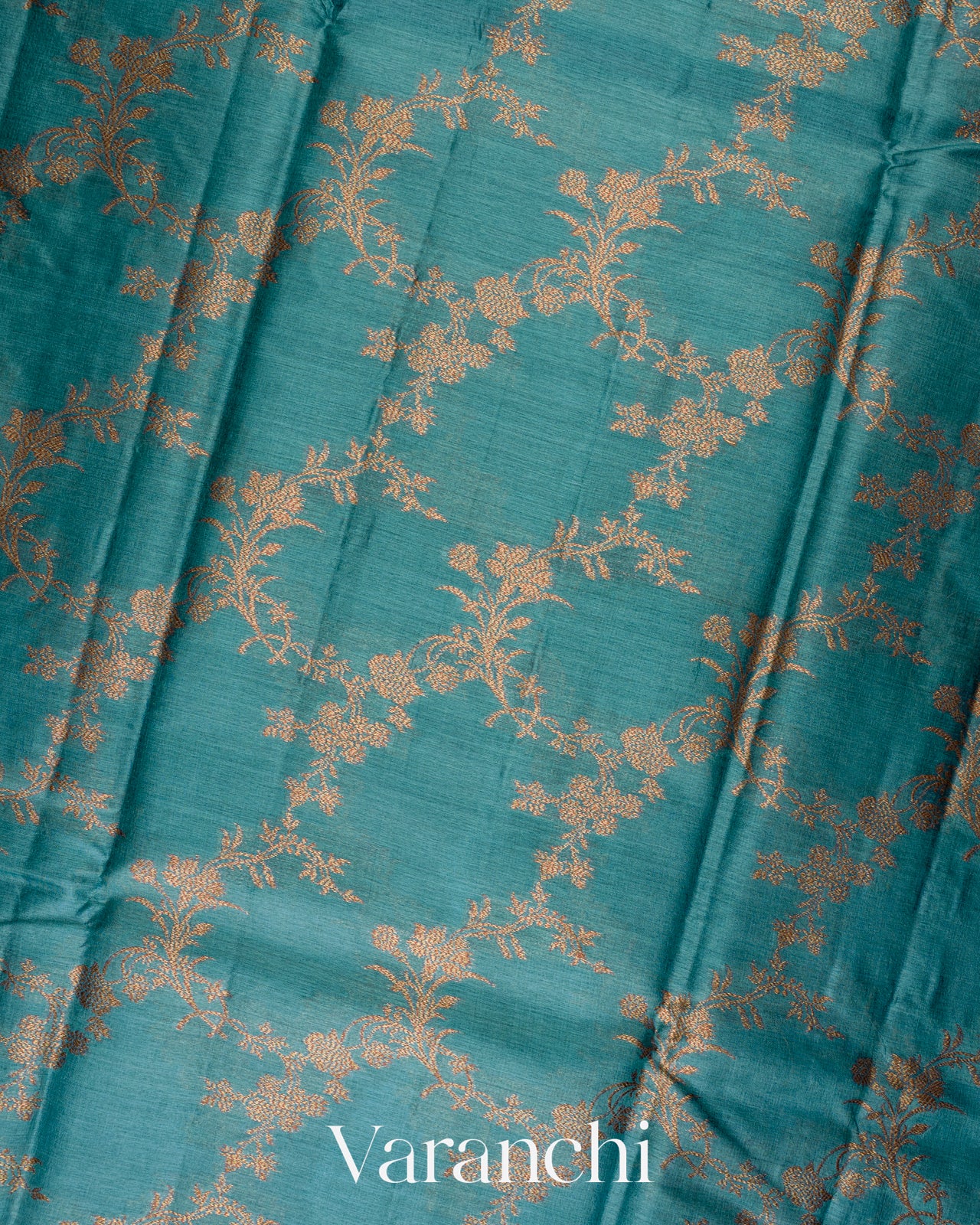 Teal Blue Pure Tussar Silk Saree 