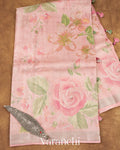 Baby Pink Tissue Striped Pure Tussar Silk Handloom Saree