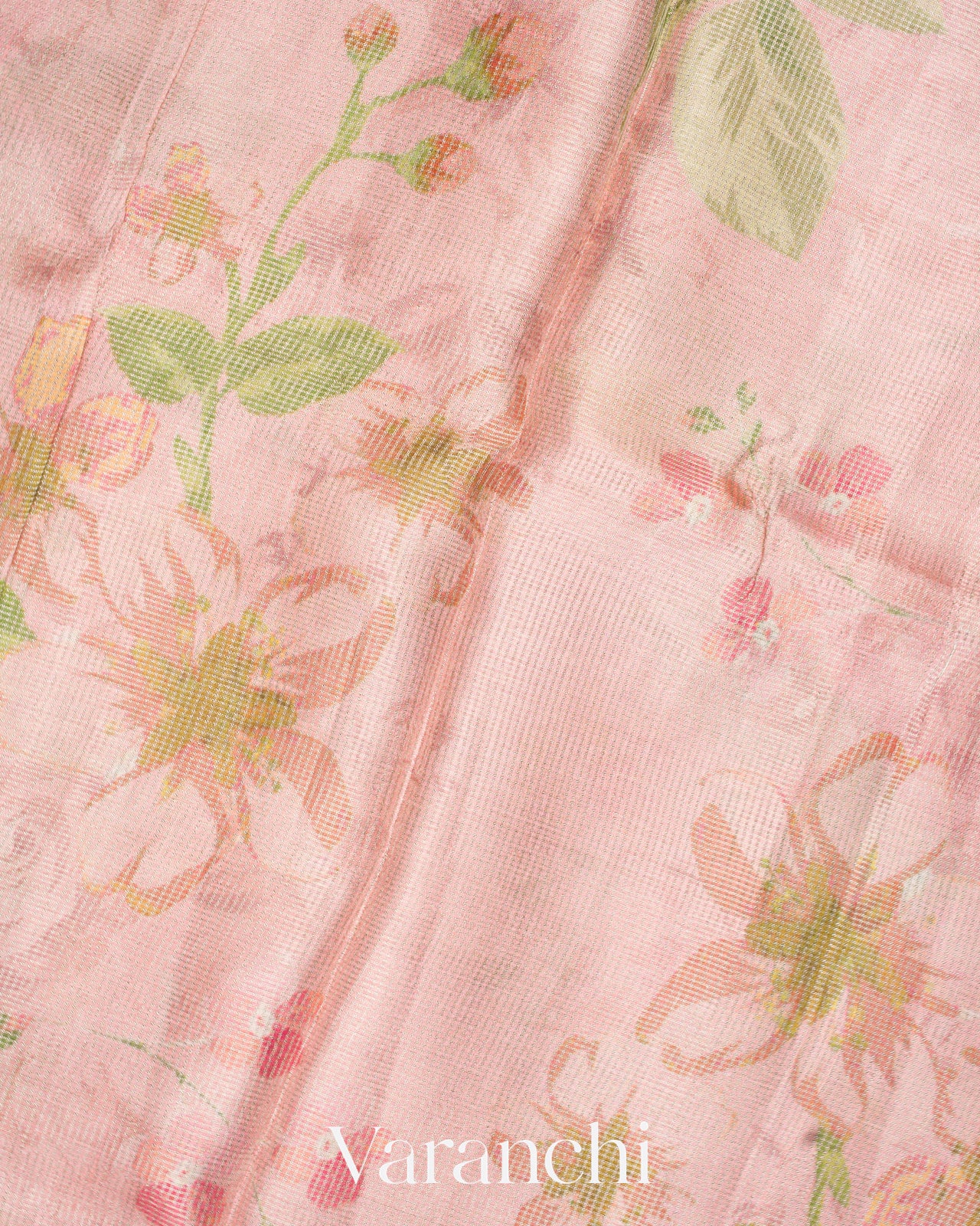 Baby Pink Tissue Striped Pure Tussar Silk Handloom Saree