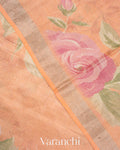Dusty Peach Pure Tussar Tissue Silk Handloom Saree