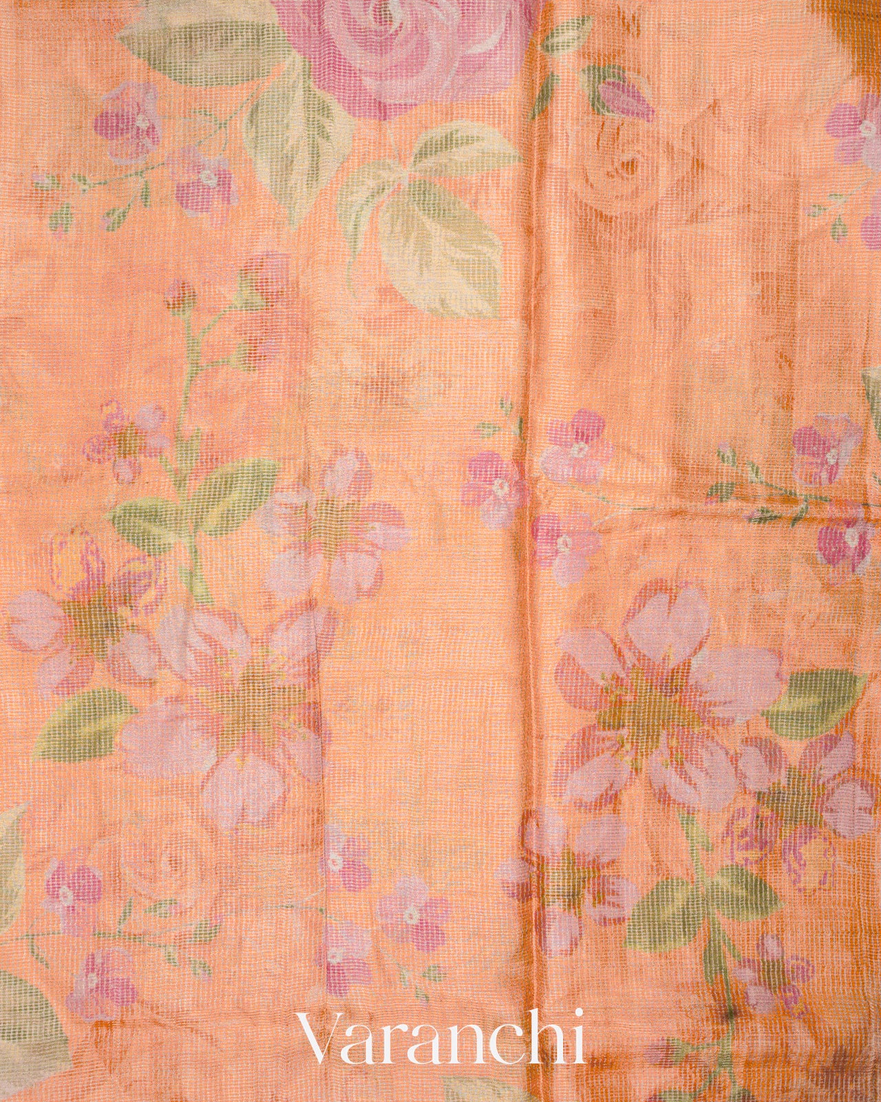 Dusty Peach Pure Tussar Tissue Silk Handloom Saree