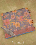 Indigo Pure Tussar Tissue Silk Handloom Saree