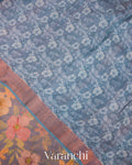 Indigo Pure Tussar Tissue Silk Handloom Saree