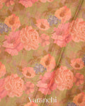 Mehendi Green Pure Tussar Tissue Silk Handloom Saree
