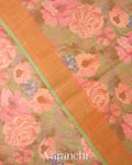 Mehendi Green Pure Tussar Tissue Silk Handloom Saree