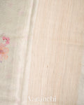 Pale Silver Digital Printed Pure Tussar Tissue Silk Saree